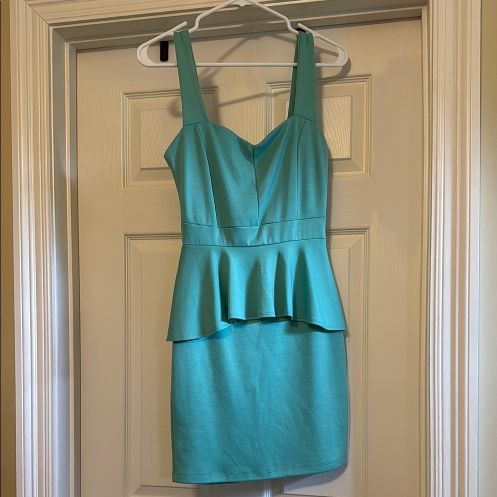 Charlotte Russe Aqua Peplum Mini Dress